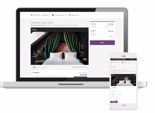 D-EDGE booking system integrated into a hotel website